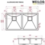Weilor ALLERHAND WRX TB8945: Габариты чаши (ШxГxВ), см 40/40/20, 40/40/20