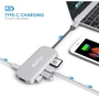 Адаптер HooToo Shuttle USB-C to USB-C+HDMI+3xUSB 3.0+SD Hub Silver (HT-UC001-SL): Дополнительные разъемы SD+TF Card, USB OTG, HDMI, USB-C