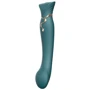Смартвибратор 3в1 Zalo - Queen Jewel Green, пульсирующая жемчужина и вакуум, кристалл Swarovski