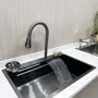 Кухонная мойка Lefton WaterFall A3 с аксессуарами серо-черный: Материал Нержавеющая сталь