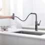 Смеситель для кухни Lefton Waterfall & Pull-Out Kitchen Faucet with Temperature Display-KF2209 Grey фото 9