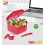 Ланч бокс Herevin Salad Box Mix Coloured с приборами (161450-000): Количество отделений 1