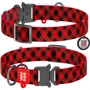 Ошейник WAUDOG Nylon с QR-паспортом, рисунок "Шотландка красная", металлическая пряжка-фастекс 15 мм 23-35 см красный (5084)