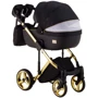 Коляска 2 в 1 Adamex Luciano Polar (Gold) Q85 чорний - чорна шкіра (видавлені точка) (623376): Ширина шасі 60 см