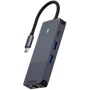 Адаптер Rapoo Adapter UCM-2004 USB-C to 2xUSB-C+2xUSB3.0+HDMI+SD+RJ45 Black: Колір черный