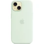 Чехол для iPhone Apple iPhone 15 Silicone Case with MagSafe - Soft Mint (MWNC3ZM/A): Материалы Силикон