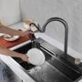 Кухонная мойка Lefton WaterFall A3 с аксессуарами серо-черный: Габариты чаши (ШxГxВ), см 75х46х22