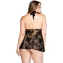 Кружевной пеньюар с открытой спиной и стринги Fantasy Lingerie, Xl/ХХl, черный