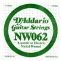 Струна для гитар Струна D`ADDARIO NW062 XL Nickel Wound 062: Тип Струна
