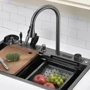 Кухонная мойка Lefton Waterfall Workstation Kitchen Sink Set With Digital Temperature Display & Knife Holder-KS2204