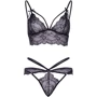 Комплект со стразами Leg Avenue bralette and g-string S Black