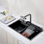 Кухонная мойка Lefton Two Outlets Waterfall Faucet Kitchen Sink with Digital Temperature Display & LED Lighting-KS2208: Габариты чаши (ШxГxВ), см 70x35x23