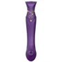 Смартвибратор 3в1 Zalo - Queen Twilight Purple, пульсирующая жемчужина и вакуум, кристалл Swarovski