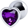 Анальная пробка с кристаллом Metal By Toyfa Silver anal plug Аmethyst