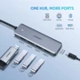 Адаптер Ugreen Adapter CM219 USB-C to 4xUSB3.0+USB-C Space Gray (70336): Колір серый