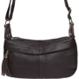Женская сумка через плечо Borsa Leather темно-коричневая (1t300-brown)