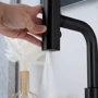 Смеситель для раковины Lefton Two-Handle Widespread Waterfall & Pull-Out Bathroom Faucet with Temperature Display-BFWS2401 Matt Black: Длина излива, см 19