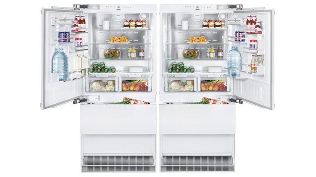 встроенные двухдверные холодильники
