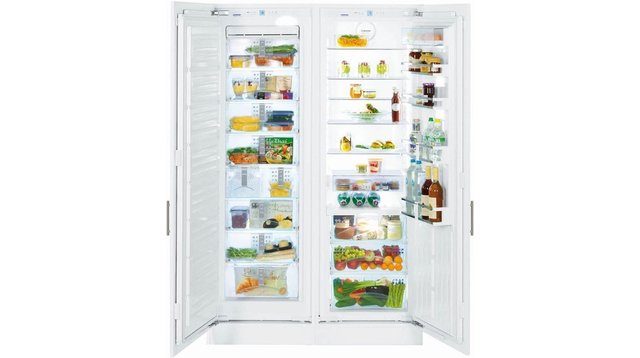 купить встроенный двухдверный холодильник